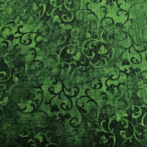 Patchwork stof - grøn med snirkler