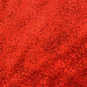 Patchwork stof - rød med bladmønster