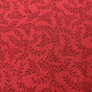 Patchwork stof - rød med bladmønster
