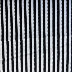 Patchwork stof - sorte og hvide striber med sølv prikker