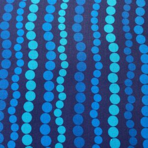 Patchwork stof - mørk blå med lyseblå og turkis prikker
