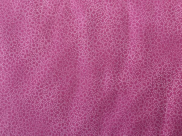 Patchwork stof - pink med hvide prikker i mønster