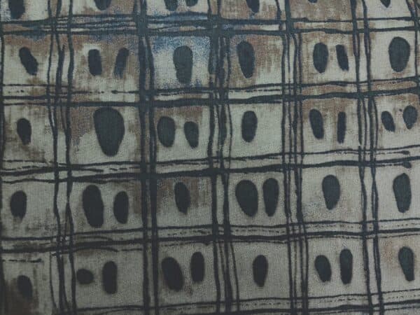 Patchwork stof - brun med firkanter