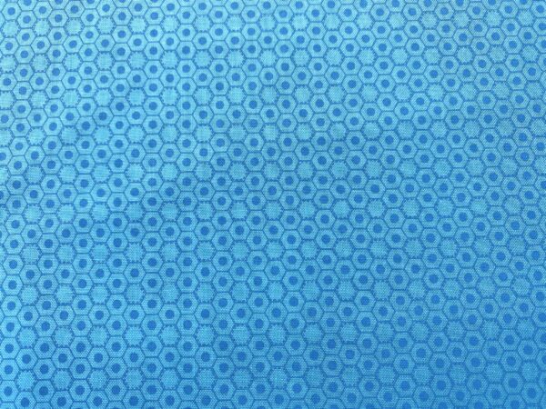 Patchwork stof - lys blå med sekskanter