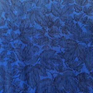 Patchwork stof - blå med blade