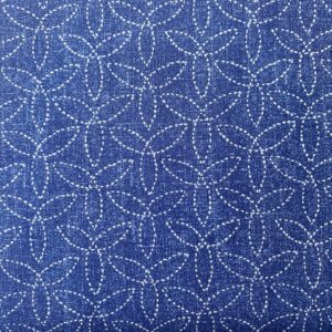 Patchwork stof - blå med hvidt mønster