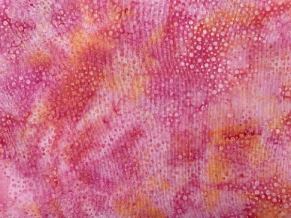 Patchwork stof - pink og orange batik med prikker