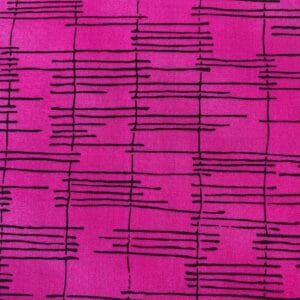Patchwork stof - pink med sorte streger