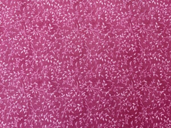 Patchwork stof - pink med bladmønster