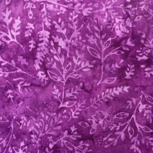 Patchwork stof - lilla batik med blade