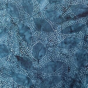 Patchwork stof - blå med prikker i bladmønster