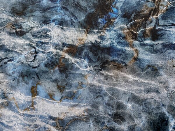 Patchwork stof - blå marmor