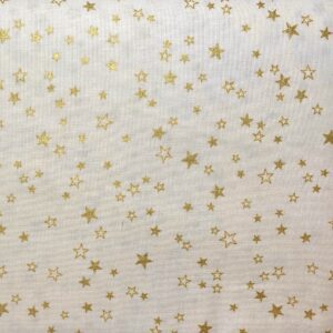 Patchwork stof - hvid med guldstjerner