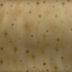 Patchwork stof - beige med guldstjerner