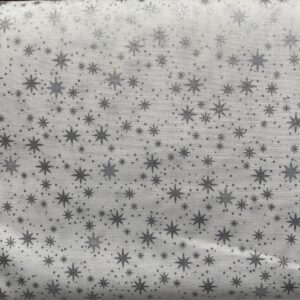 Patchwork stof - hvid med sølv stjerner