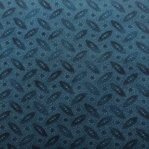 Patchwork stof - petrolblå med mønster