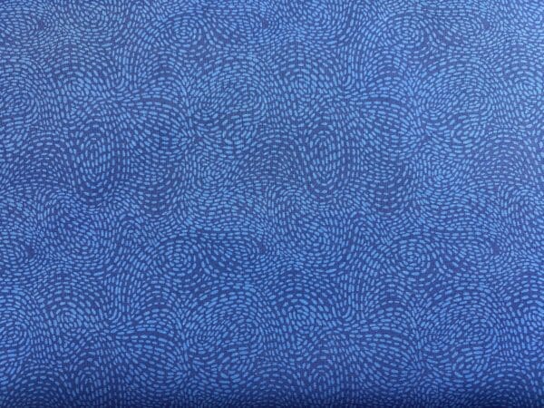 Patchwork stof - blå med små streger i mønster
