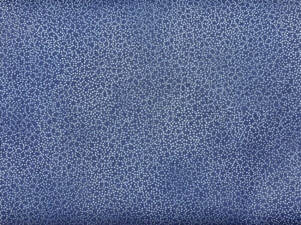 Patchwork stof - blå med hvide prikker