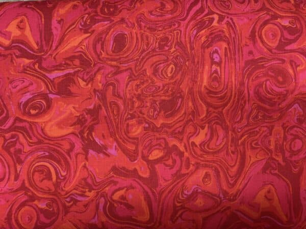 Patchwork stof - rød og pink marmorering