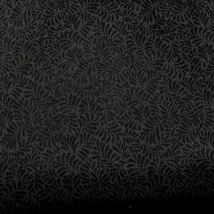 Patchwork stof - koksgrå med sort bladmønster