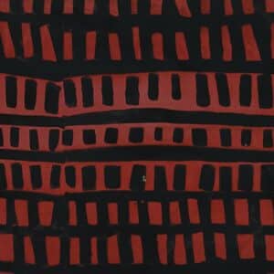Patchwork stof - sort med røde streger og firkanter