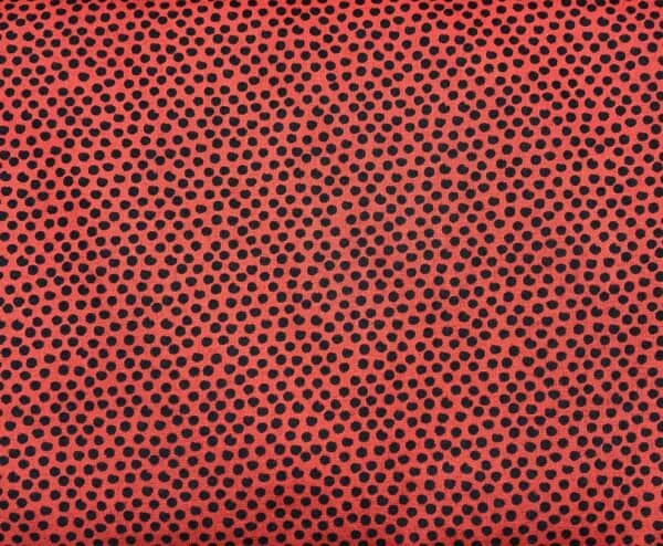 Patchwork stof - rød med sorte prikker