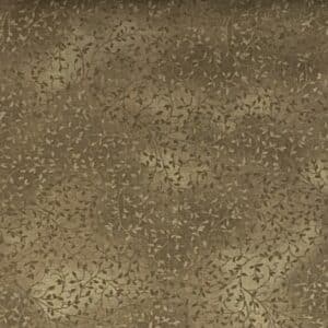 Patchwork stof - brun med bladmønster