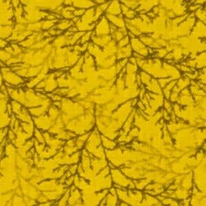 Patchwork stof - gul med grene