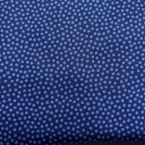Patchwork stof - mørkeblå med lyseblå prikker