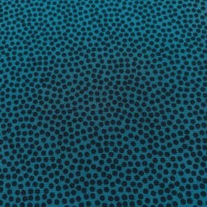 Patchwork stof - blå med sorte prikker