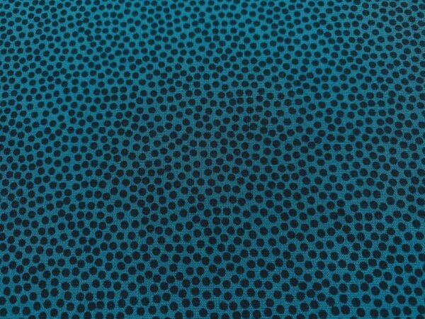 Patchwork stof - blå med sorte prikker