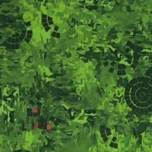 Patchwork stof - grøn med firkanter i cirkler
