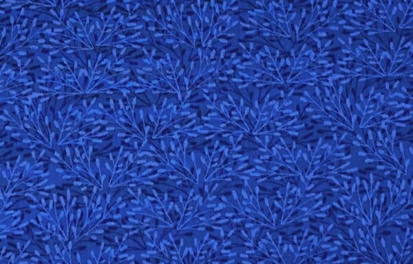 Patchwork stof - blå med kviste