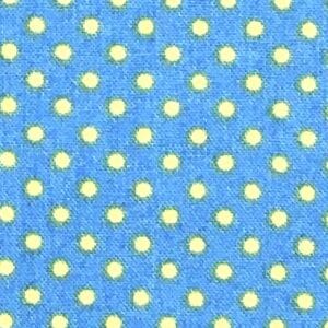Patchwork stof - blå med gule prikker