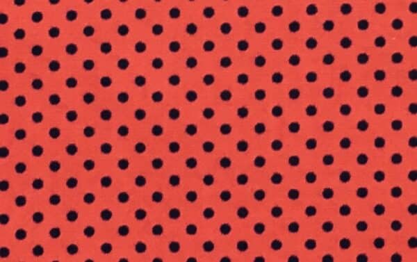 Patchwork stof - rød md sorte prikker