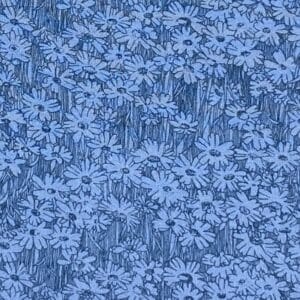 Patchwork stof - blå med blå blomster