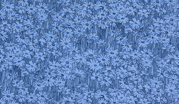 Patchwork stof - blå med blå blomster