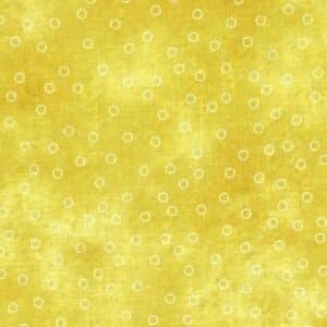 Patchwork stof - gult stof med hvide cirkler