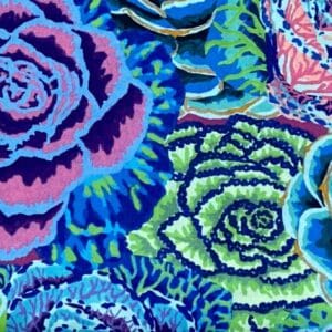 Patchwork stof - stof med store blå og lilla blomster