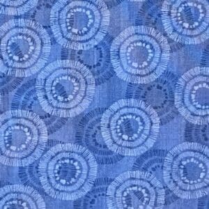 Patchwork stof - blå stof med cirkler