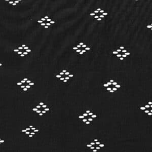 Patchwork stof - sort stof med hvidt mønster