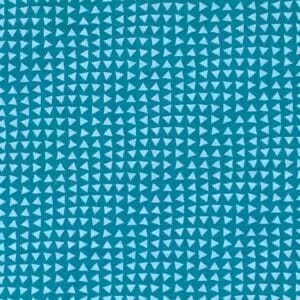 Patchwork stof - blå stof med turkis trekanter