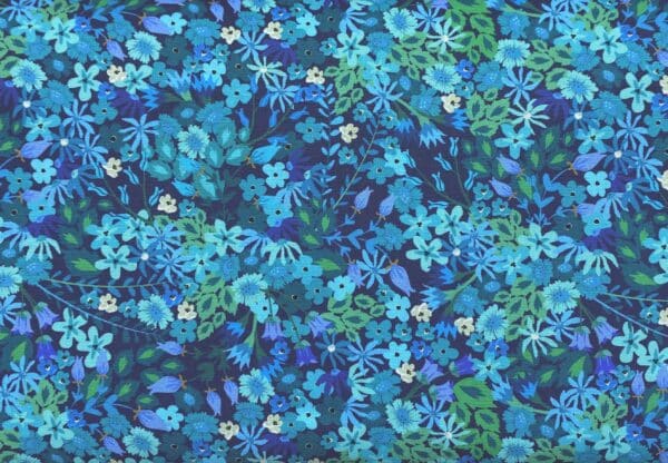 Patchwork stof - stof med blå blomster