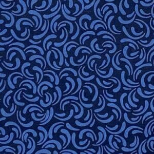 mørkeblå stof med lyseblå mønster