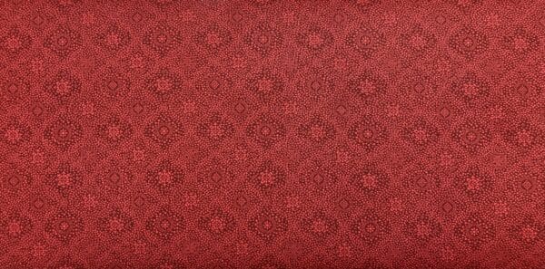 Patchwork stof - rød stof med mønster i firkanter