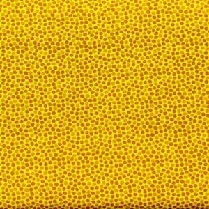 Patchwork stof - gul baggrund med orange prikker