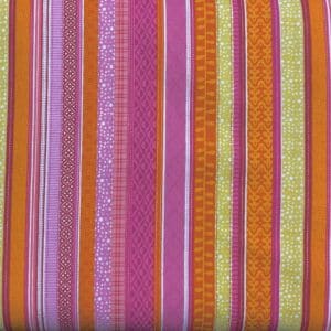 Patchwork stof - farverige striber med mønster