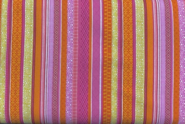 Patchwork stof - farverige striber med mønster