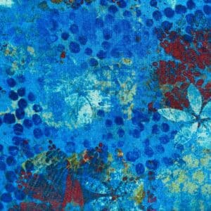 Patchwork stof - abstrakt mønster blå