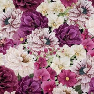 patchwork stof- Lyse pink bordeaux blomster